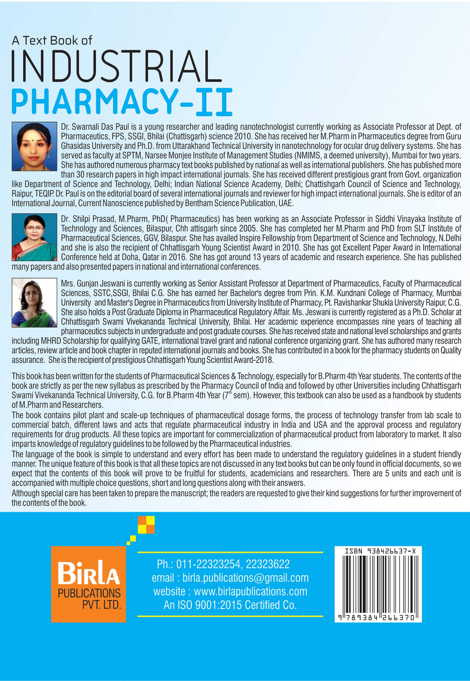 A TEXT BOOK OF INDUSTRIAL PHARMACY-II || Birla Publications Pvt. Ltd.